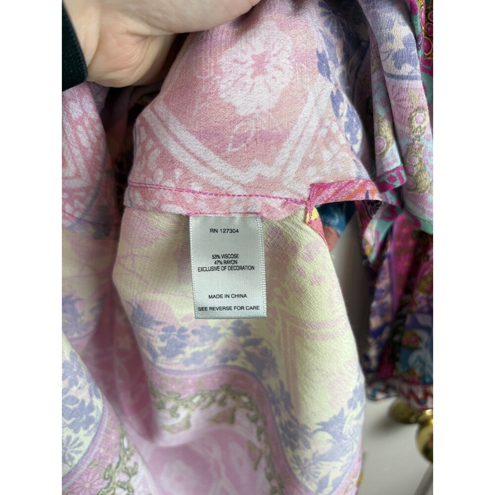 Colorful Floral Boho Women’s Top - Pink Multi - Picture 3 of 6